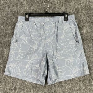 Columbia Shorts Mens Small Blue PFG Sailfish Fishing Hybrid Chinos Lined Drawstr
